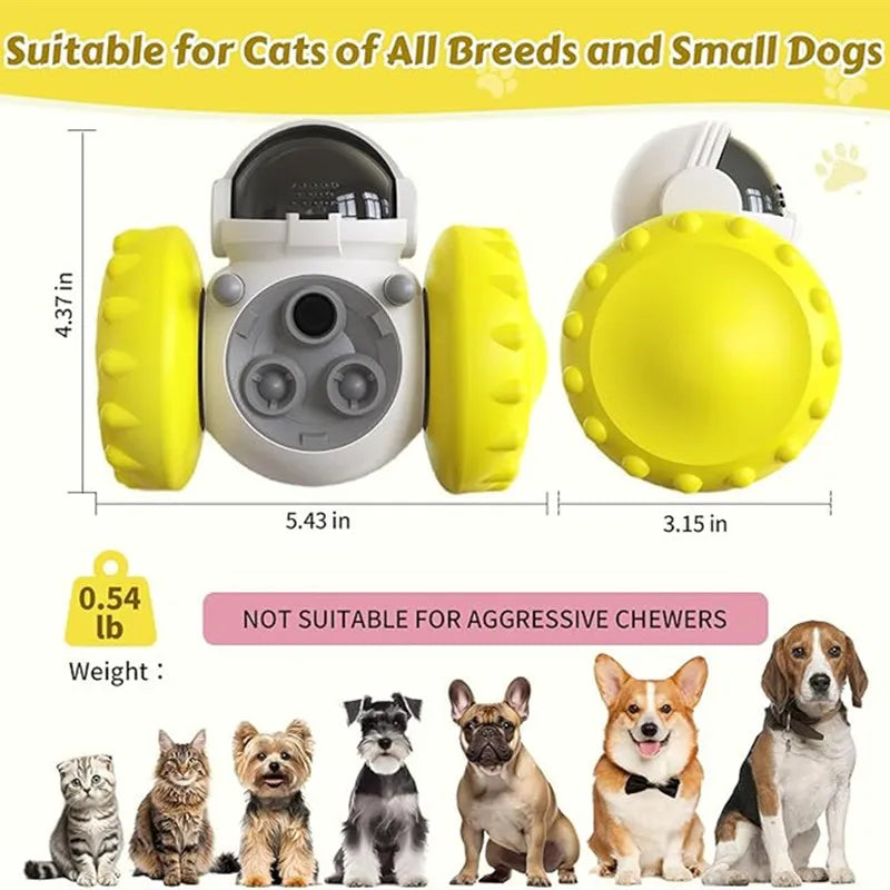 Dog playing with treat dispenser puzzle
