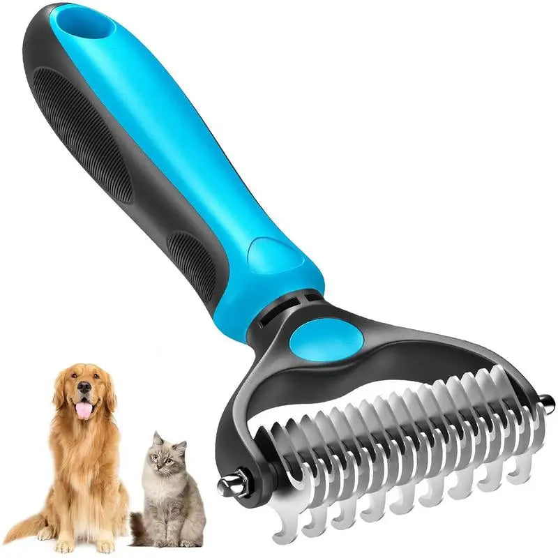 Deshedding brush removing loose fur